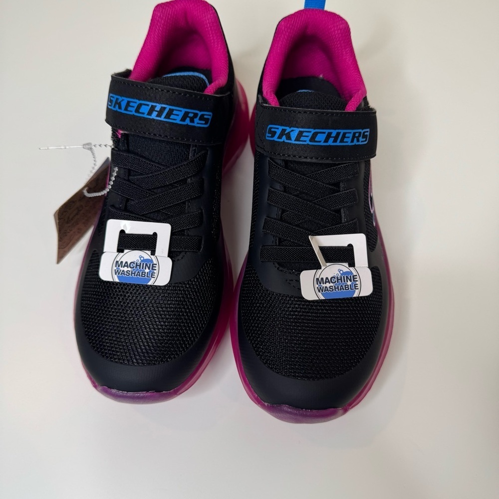 Skechers Kids Machine Washable Athletic Sneakers - Black/Pink/Blue